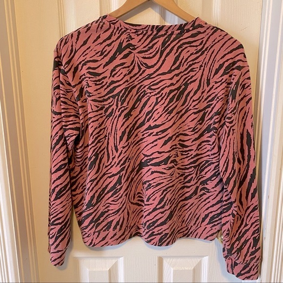 Sundry women’s long sleeve pink and black zebra crew neck - size S/M - Picture 2 of 9